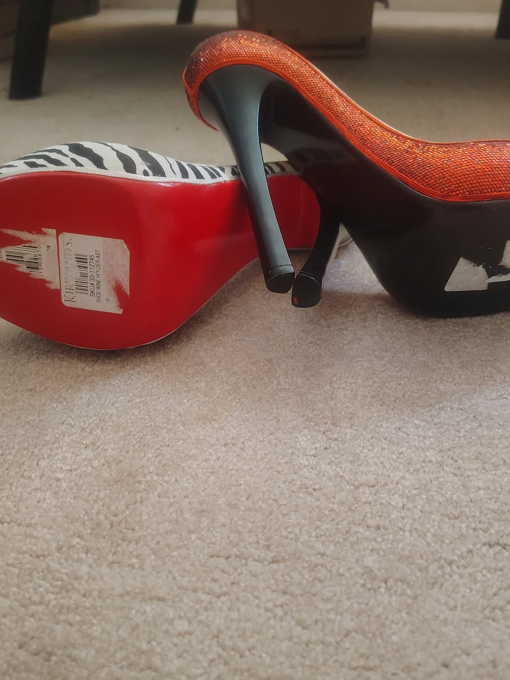 Kirklands Zebra Print and Red Accent Decorative High Heel Wine Bottle Holders